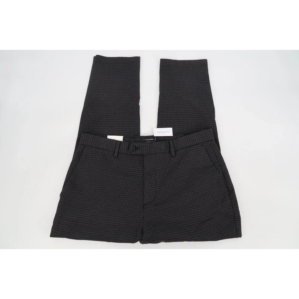 Banana‎ Republic Men's 34x30 Grayson Slim Tapered Fit Ankle Pants Gingham Gray